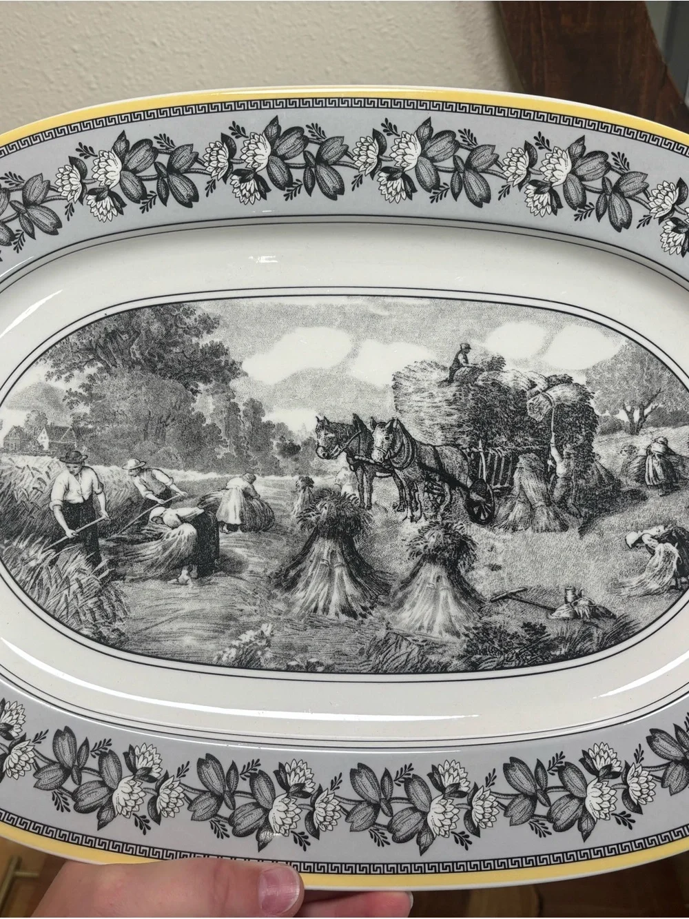 Villeroy & Boch Black and Gold Harvest Scene Serving Platter